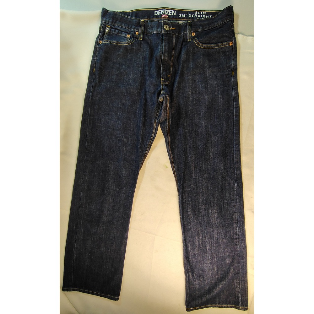 Denizen from Levis Mens 218 Slim Straight Fit Dark Wash‎ Indigo Jeans 36x32